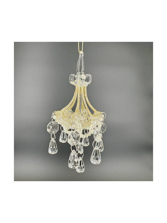 Christmas Ornament Gold Chandelier Glass 15cm