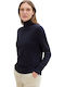 Basic Women's Sweater Cotton Turtleneck Sky Captain Blue