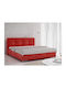 Baltimore 108 Bed Queen Upholstered with Leatherette Red Storage Space & Slats for Mattress 160x200cm
