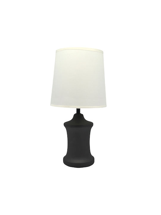 Ankor Ceramic Table Lamp for Socket E14 with Beige Shade and Black Base