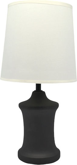 Ankor Keramik Tischlampe für Fassung E14 mit Beige Schirm und Schwarz Basis