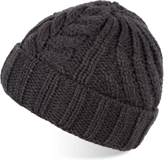 Beanie Γυναικείος Fleece Σκούφος Πλεκτός σε Γκρι χρώμα
