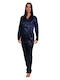 Lydia Creations Winter Women's Pyjama Set Satin Dark Blue