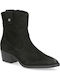 Suede Women's Ankle Boots with Medium Heel Black