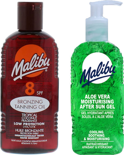 Malibu Tanning Oil Spf8 200ml + Aloe After Sun Gel 200ml