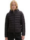 Kurz Damen Puffer Jacke für Winter Deep Black