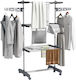 HomCom Stainless Steel Folding Floor Clothes Drying Rack 142x55cm
