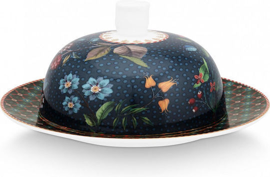 Pip Studio Πορσελανινη Βουτυριερα Berry Blues Μπλε Σκουρο 17cm X 8cm