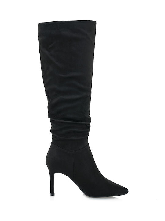 Seven Suede Γυναικείες Μπότες με Ψηλό Τακούνι Μ...