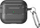 Techsuit Carbonfiber Θήκη Σιλικόνης με Γάντζο σε Μαύρο χρώμα για Apple AirPods 3