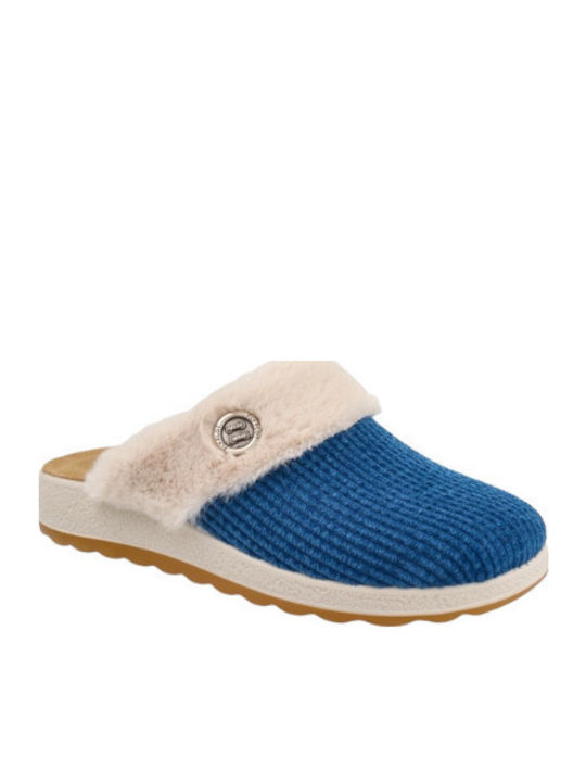 Anatomische Lederne Damen Hausschuhe Blau