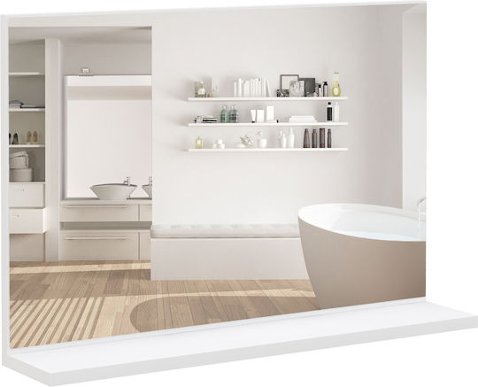 Kleankin Rectangular Bathroom Mirror made of Particle Board with Shelf 60x12cm White