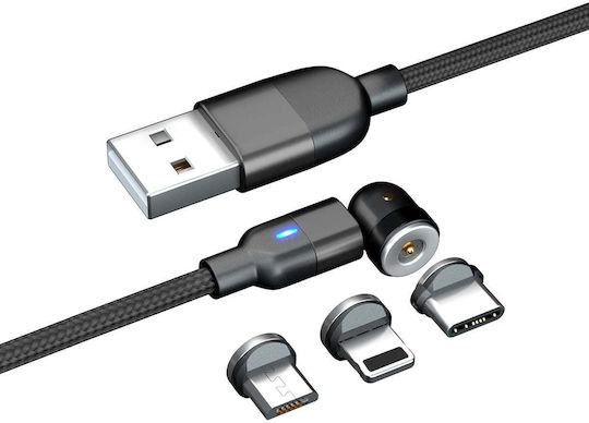 Magnetisch / Geflochten USB zu Typ-C,TC-TC Kabel Schwarz 1m