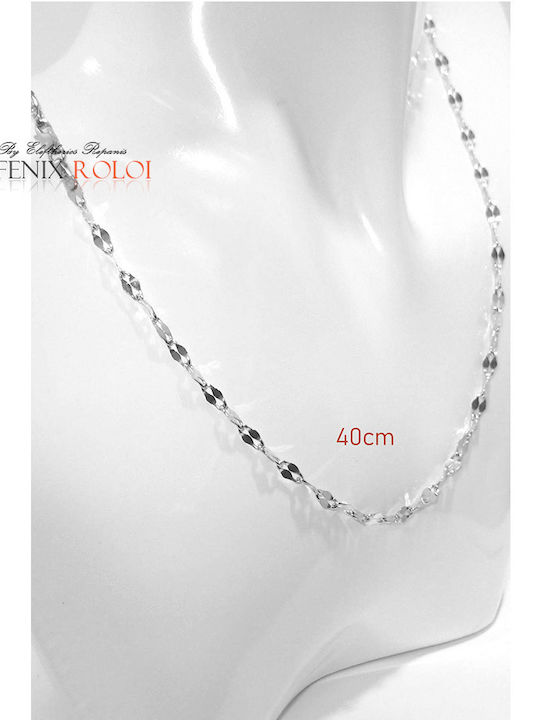 FenixJewelry Αλυσίδα Λαιμού Λευκόχρυση 14Κ