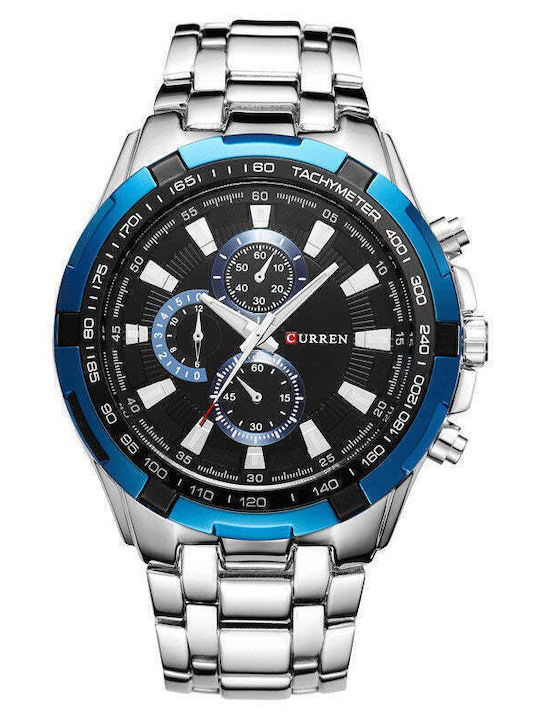 Curren Ανδρικό Ρολόι 46mm Μπαταρίας με Ασημί Με...