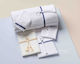Christening Oilcloths with Double Decorative Trims & Nautical Knot White Blue