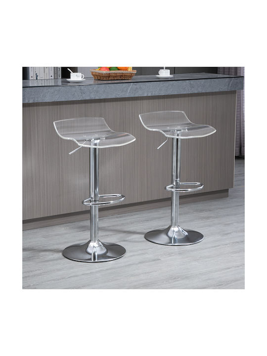 Stool Bar with Back & Adjustable Height Transparent 2pcs