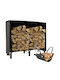 Outsunny Μεταλλική Τσάντα Μεταφοράς Ξύλων 120x36x99cm Μαύρη