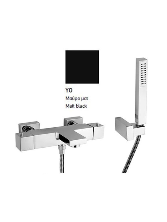 Paini Mixing Bathtub Shower Faucet Thermostatic Complete Set Black