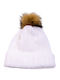Pom Pom Beanie Frauen Beanie mit Rippstrick in Weiß Farbe