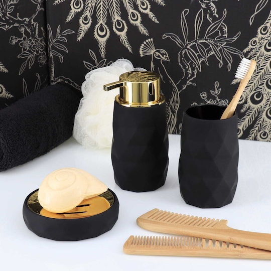 Eurocasa Bathroom Accessory Set Plastic Black 3 Pieces