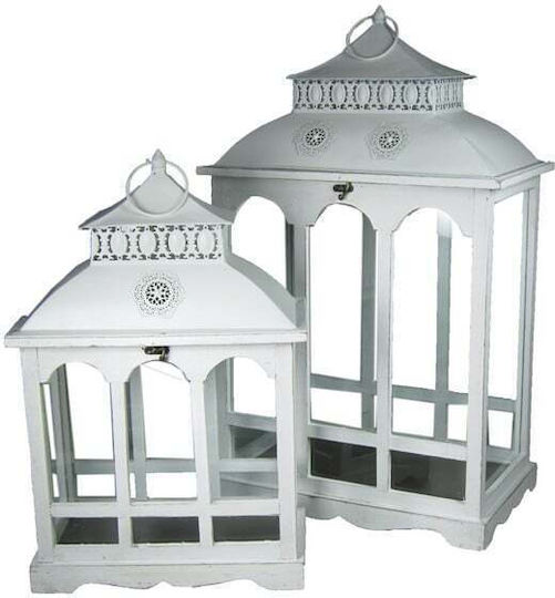 ED Collection Φαναράκι Ξύλινο Λευκό 42x26x69εκ.