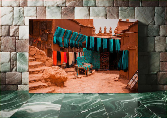 Πίνακας Traditional Market Colorful Fabrics Παραδοσιακή Αγορά Πολύχρωμα Υφάσματα 150x100