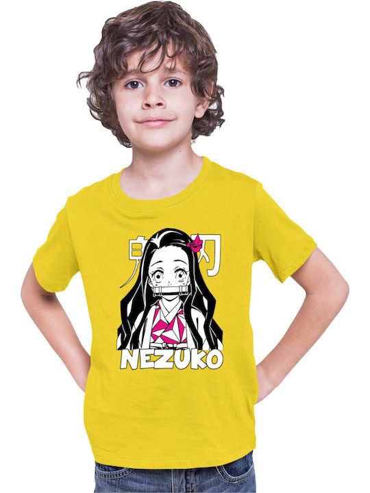Kinder T-Shirt Demon Slayer Kimetsu No Yaiba Tralala Nezuko Kamado 08 Gelb