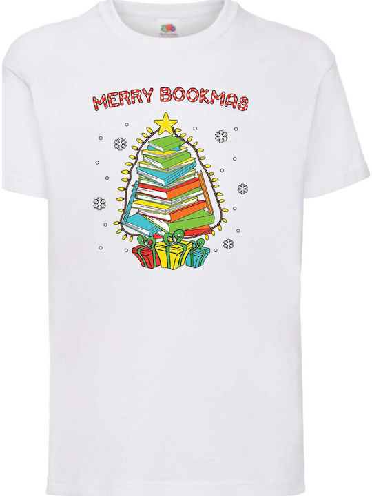 Kid T-shirt Tralala Merry Bookmas Books Christmas Tree White