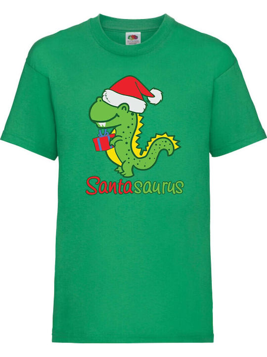 Kid T-shirt Tralala Santasaurus Green