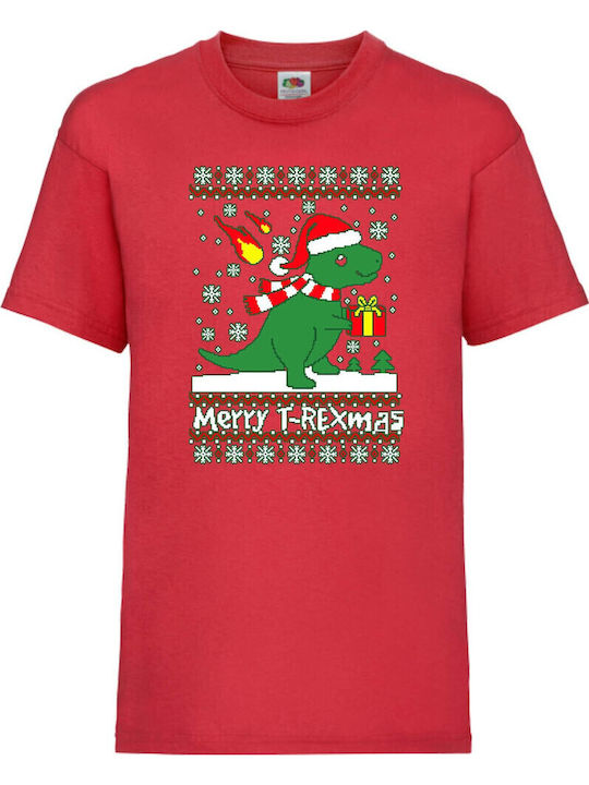 Kid T-shirt Tralala T-rex Christmas Red