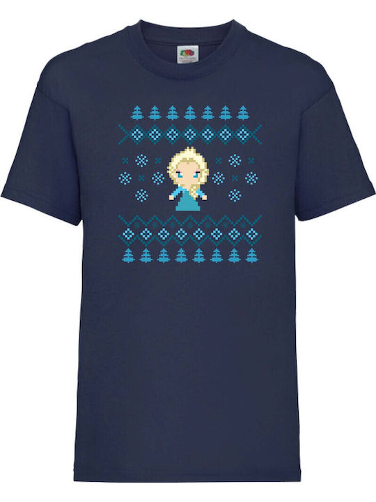 Kid T-shirt Tralala Frozen Elsa Christmas Navy