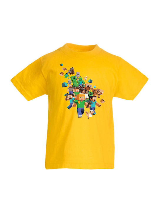 Tricou pentru copii Tralala Minecraft 3 Galben