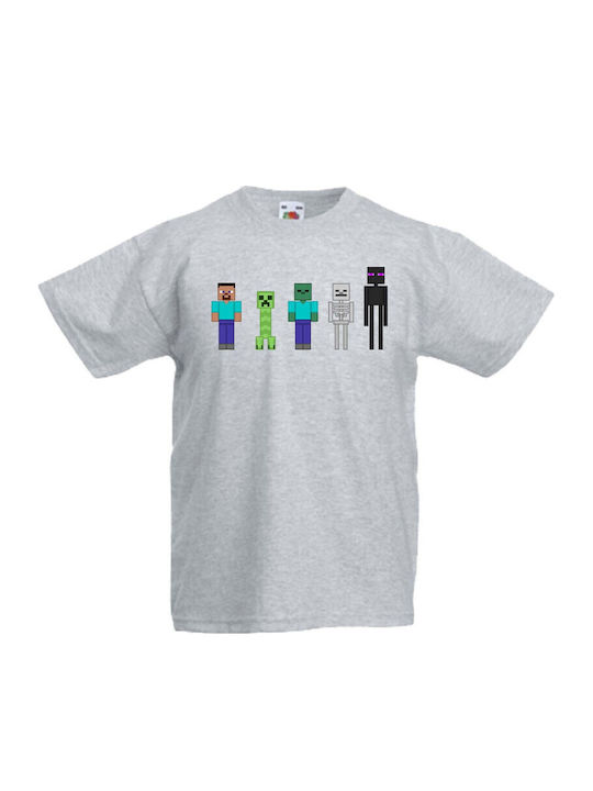 Tricou pentru copii Tralala Minecraft 7 Gri