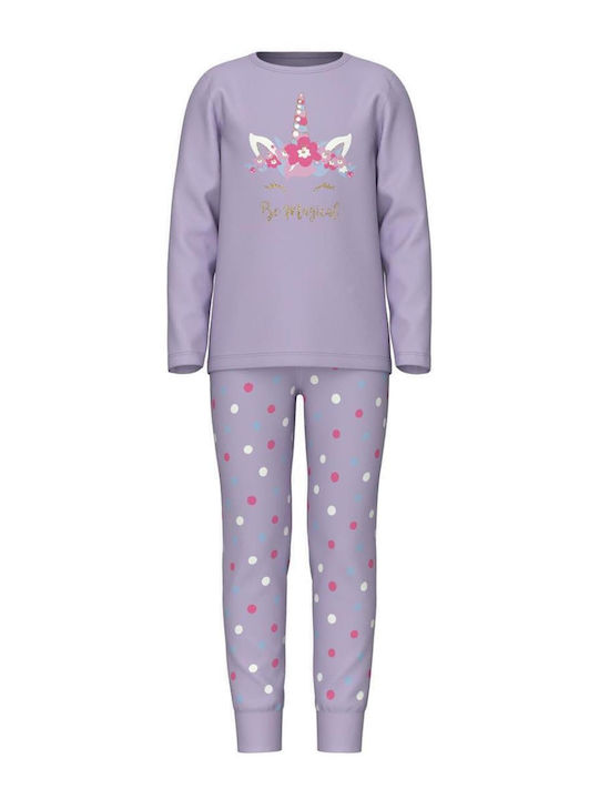 Name It Παιδική Πιτζάμα Χειμωνιάτικη Βαμβακερή Pastel Lilac