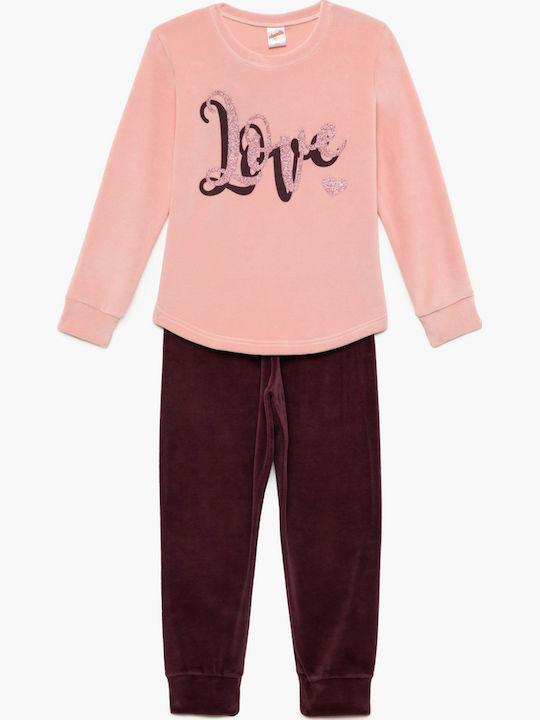 Minerva Kids' Pajamas Winter Cotton Pink Pale Love