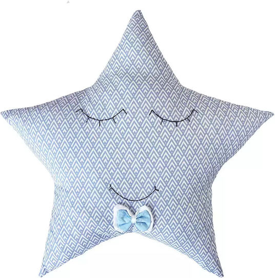 Bunny Bebe Handmade Nursery Decor Pillow Light Blue 45x45cm Star