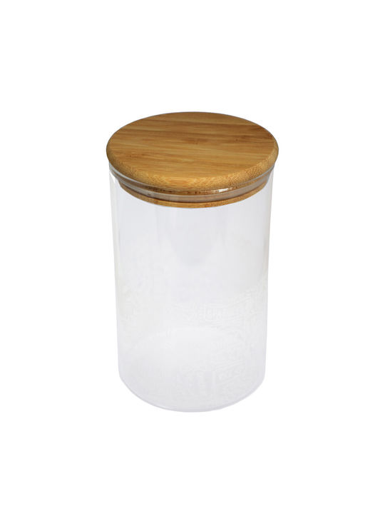 Pufo Taste Borosilicate Glass Container Sugar Coffee Tea Spices Airtight Bamboo Lid 1l