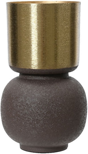 Kaemingk Pot Plastic Dark Brown, Gold Kaemingk Pot Plastic Dark Brown, Gold