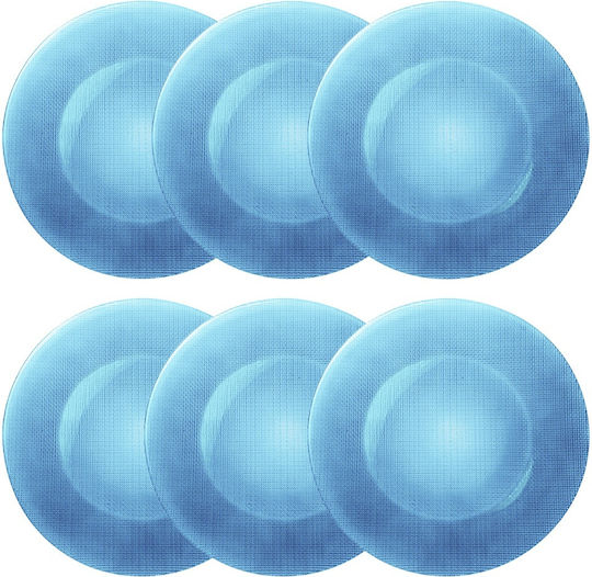Set 6 Elegant Glass Plates Pufo Luxury Desserts Appetizers 31 Cm Blue