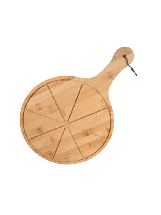 Runde Bambus Holz Servierplatte mit Griff Lebensmittel Vorspeisen Pizza 43 x 30 cm Braun