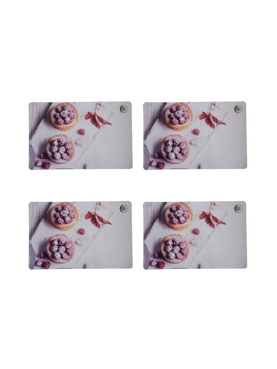 Plate Support Set Serving Meals Pufo Sweet Raspberry Design 4 Pieces 44 X 29 Cm