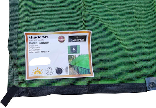 Dalimond Schattierungsnetz Grün Mit Hoop 4x5m 150gr/m²