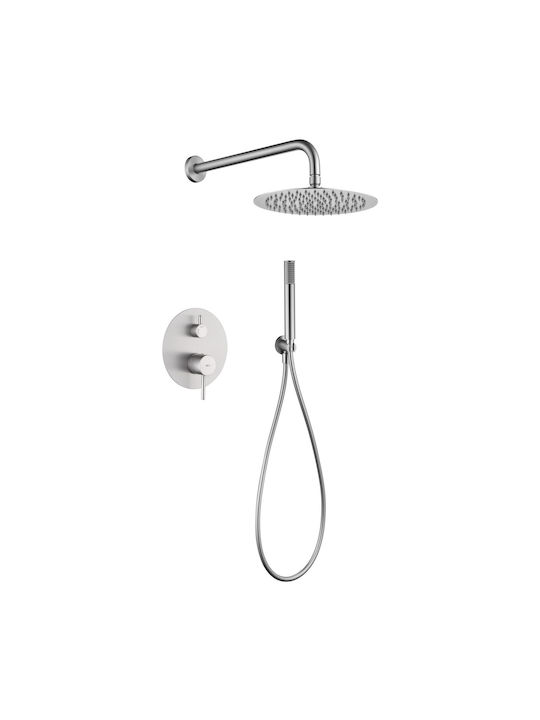 Imex Built-in Mixer & Hand Shower Set for Shower 2 Exits Silver
