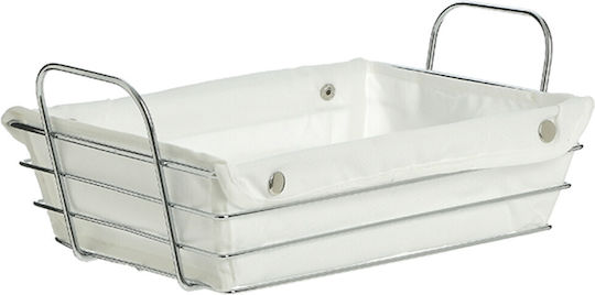 Silver Rectangular Metallic Bread Serving Tray Pufo Luxury Kitchen Removable Fabric Cover 26 X 19 Cm