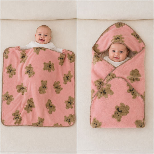 Kamtex Baby Pătură Pepinieră Swaddling pături Fleece Roz Pink 85x85cm