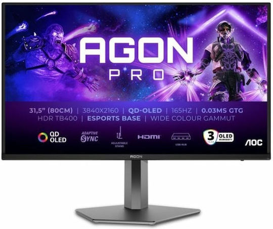 AOC AG326UD QD-OLED HDR Monitor 31.5" 4K 3840x2160 165Hz με Χρόνο Απόκρισης 0.03ms GTG