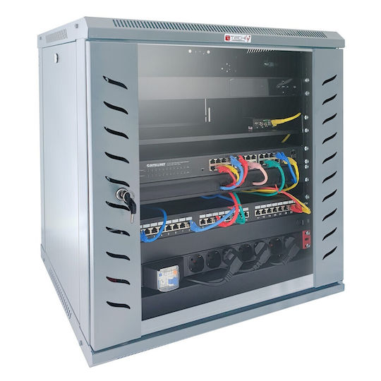 Techly I-case Монтиран на стена Рак кабинет 9U Сив 222036