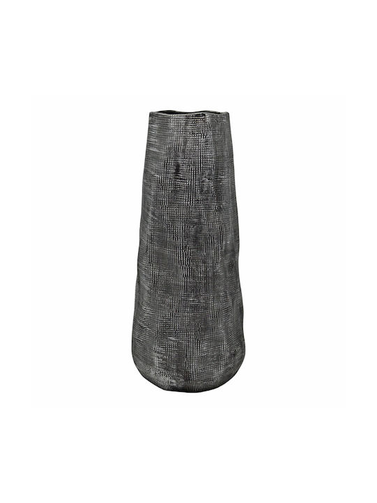 Ceramic Vase with Embossed Texture Anthracite Silver Color 15x15x35cm Ankor Ankor 840274