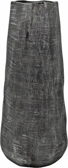 Ceramic Vase with Embossed Texture Anthracite Silver Color 15x15x35cm Ankor Ankor 840274